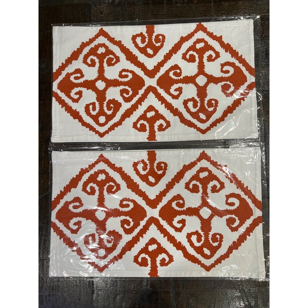 Frog Hill Designs Red Ethnic Iknat Rectangle Pillow Covers Set of 2 NWT
